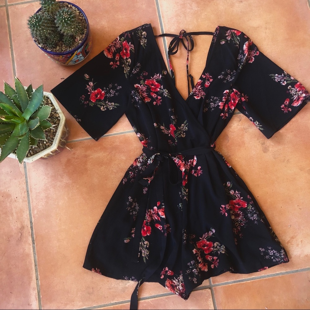 Macy’s Floral Romper with Tie Waist